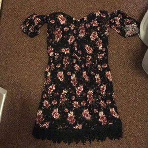 Over the shoulder, floral dress